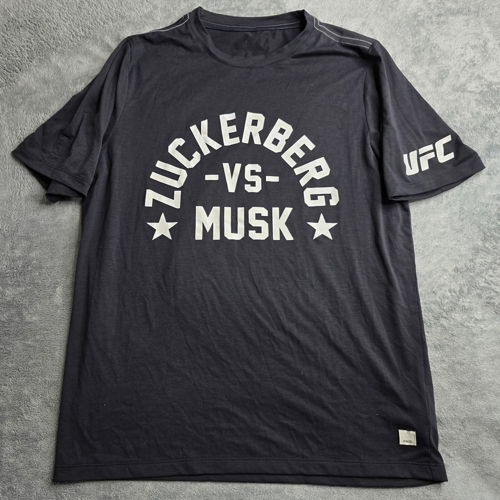 Vuori Strato Tech Tee Performance Shirt Mens S Black S/S UFC Zuckerberg Musk
